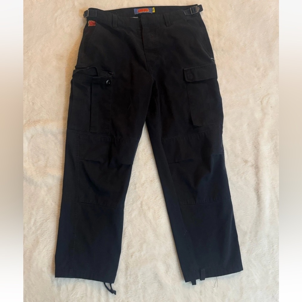 Empyre Black Cargo Pants Size 28 Y2K Skate Streetwear Utility Drawstring Hem